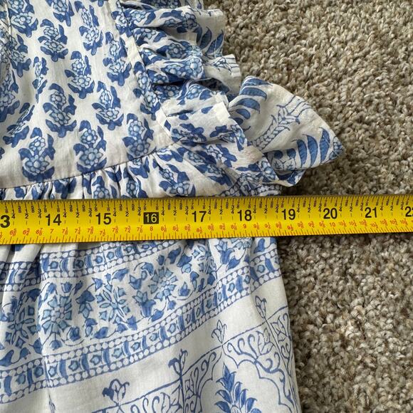 Bell by Alicia Bell Blue White Tunic Mini Dress Size Small Silk Cotton Blend - Picture 5 of 10